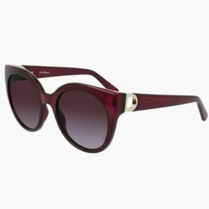 Salvatore Ferragamo Classic Logo Teacup 52mm Round Purple Red Magenta Sunglasses